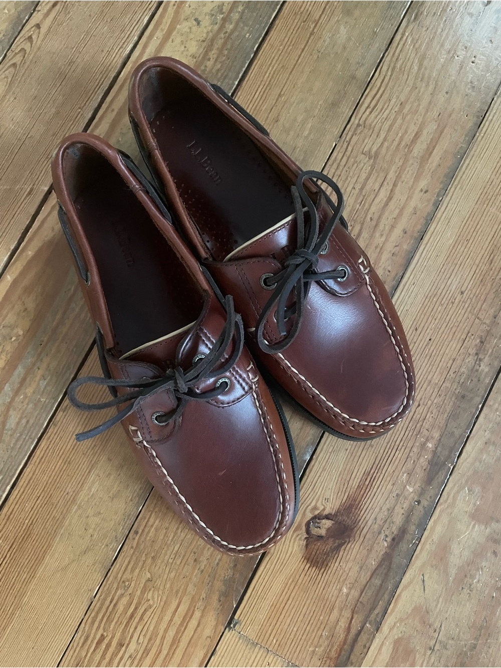 L.L. Bean Men's Chestnut Leather Boat Shoes